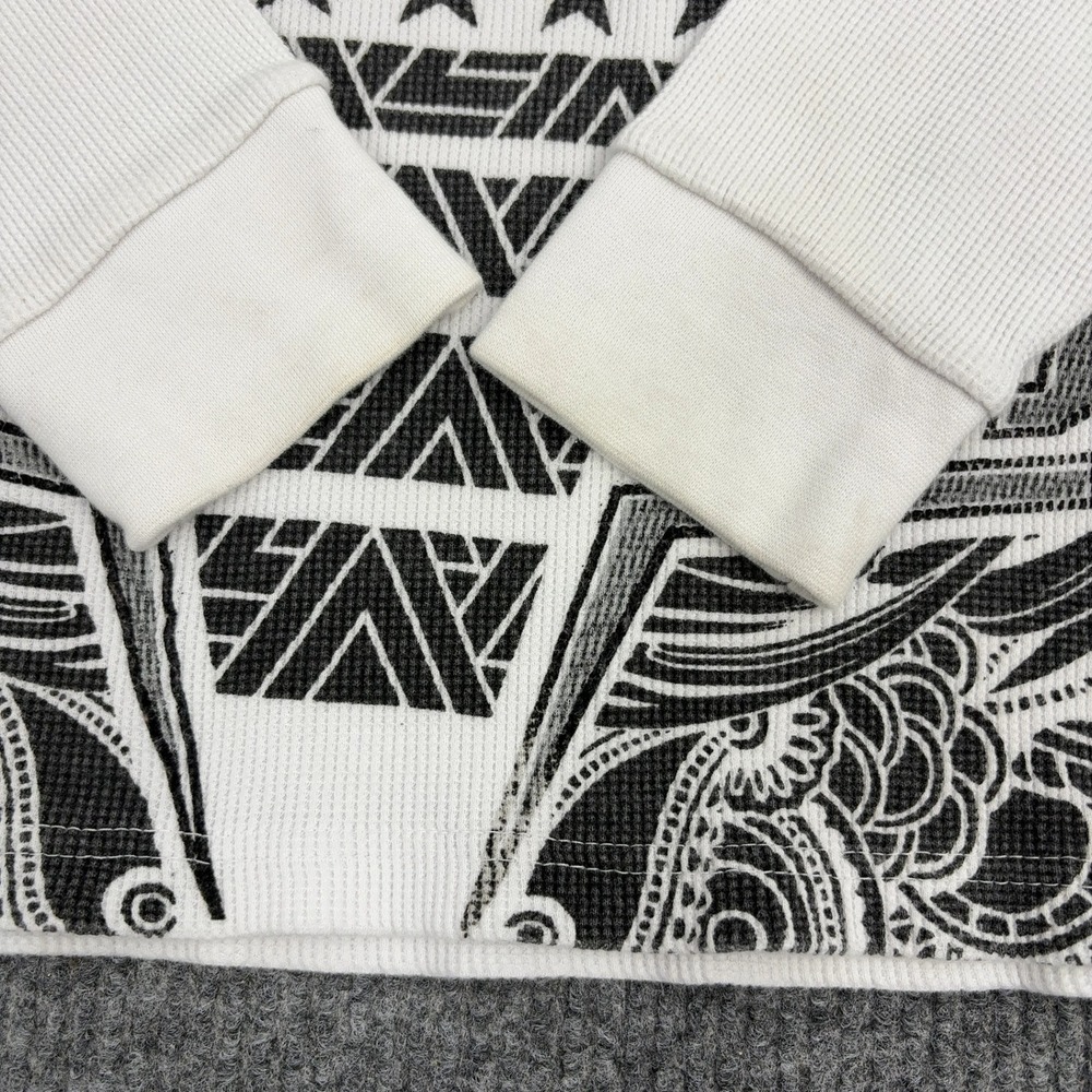 Southpole Thermal Shirt Men XL White Cotton Waffle Knit Tribal Graphic Y2K Style - Picture 6 of 10